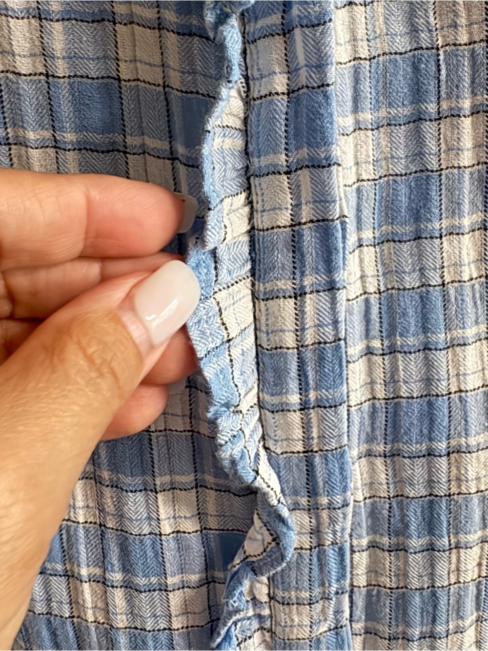 LOFT Plaid Ruffle Button Up Blouse - Picture 7 of 14